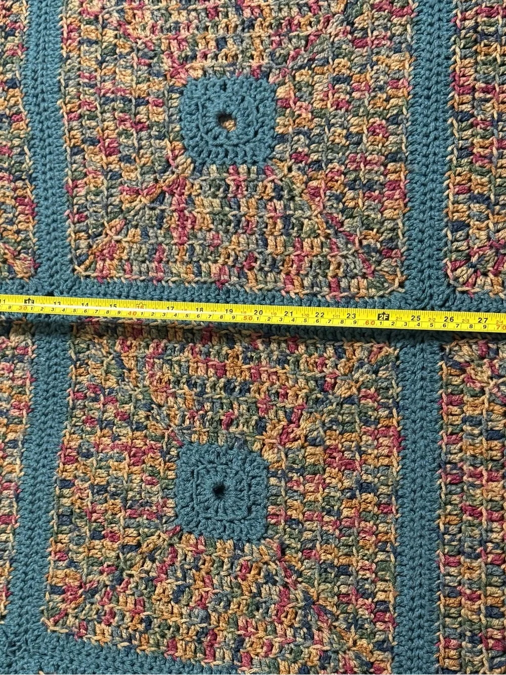 Vintage granny square knit blanket and pillow